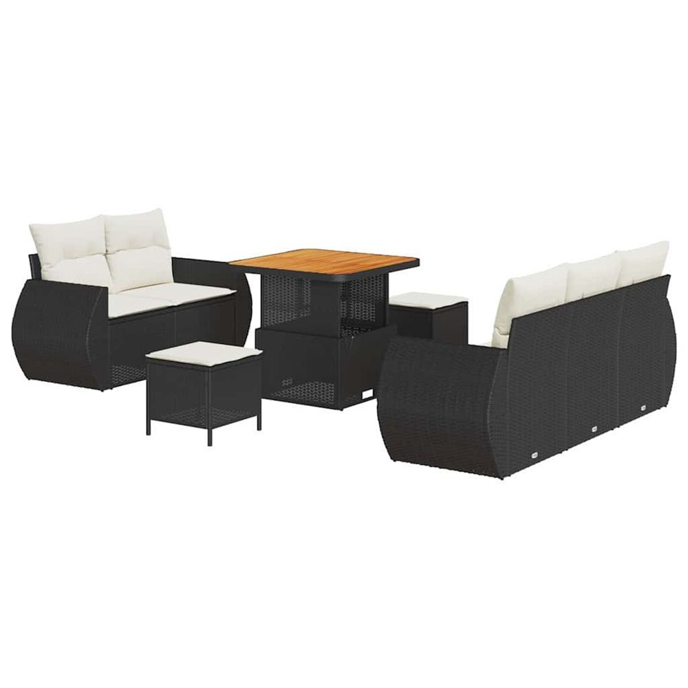 Ensemble de canapé de jardin 8 pc noir polyrotin