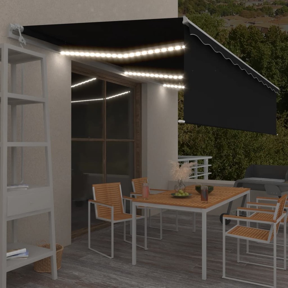Auvent automatique store capteur de vent/led 6x3 m anthracite