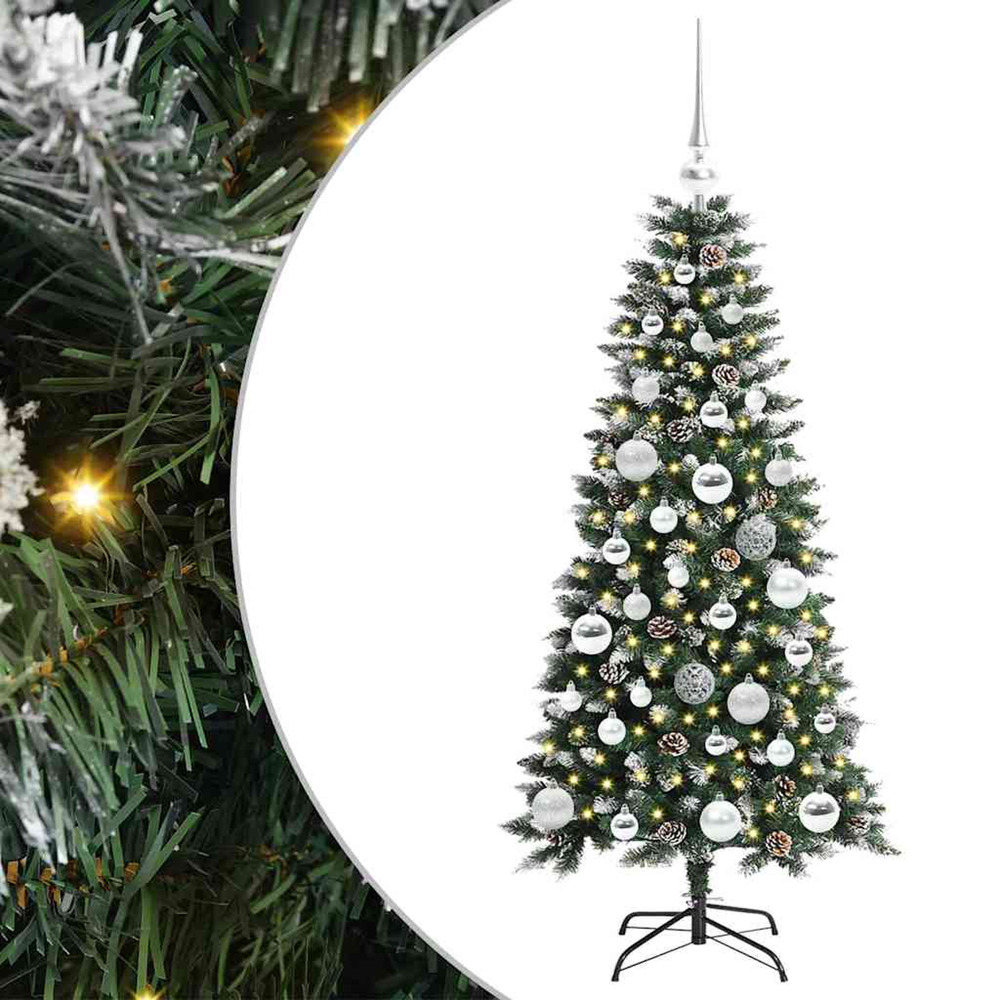 Sapin de noël artificiel vert 120 cm pvc, plastique et acier