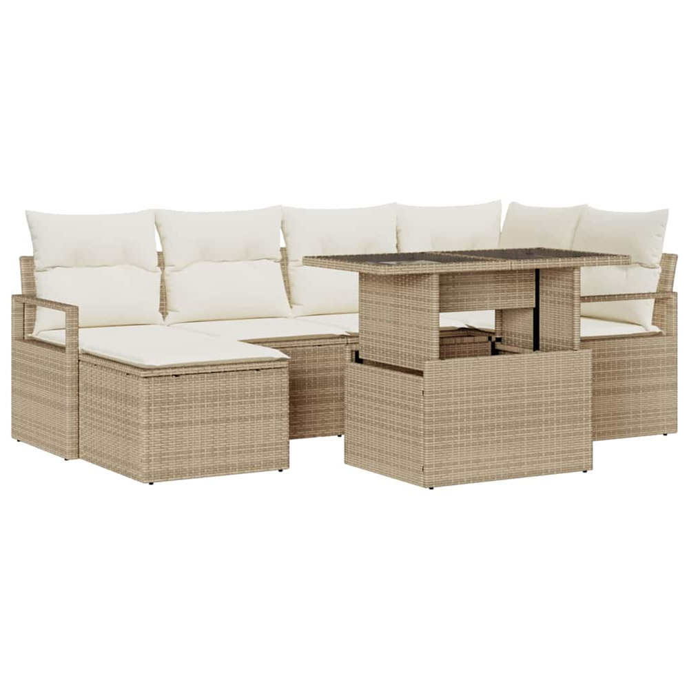 Ensemble de canapé de jardin avec coussin 7 pcs beige et crème
