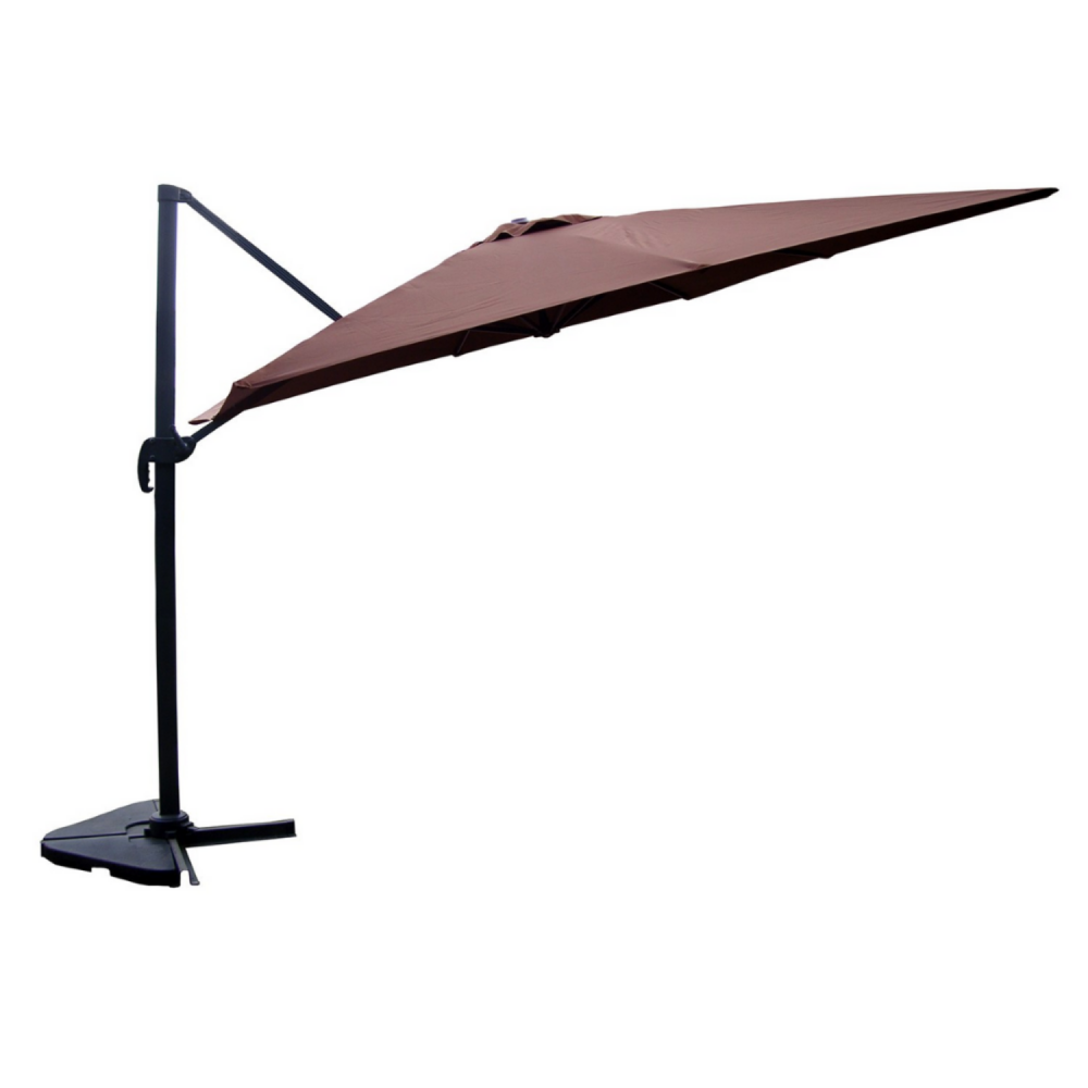Parasol marron déporté rectangle 3 x 4 m rotatif à 360 cesare
