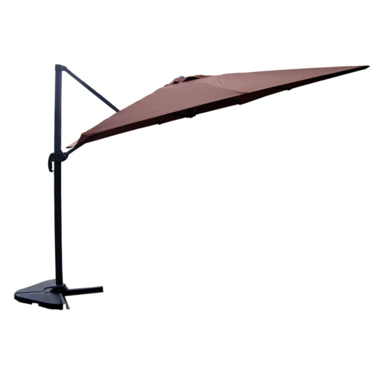 Parasol marron déporté rectangle 3 x 4 m rotatif à 360 cesare