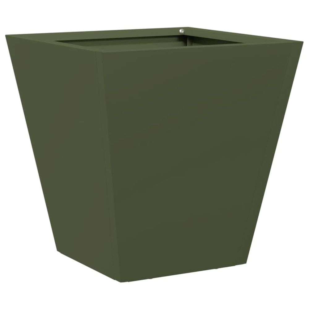 Jardinière d'extérieur vert olive 30x30x30 cm acier