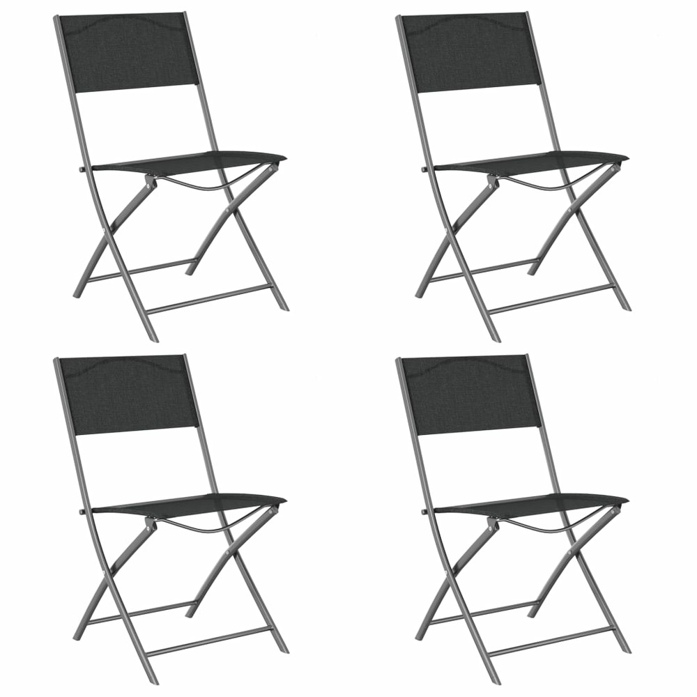 Chaises d'extérieur pliables lot de 4 noir acier et textilène