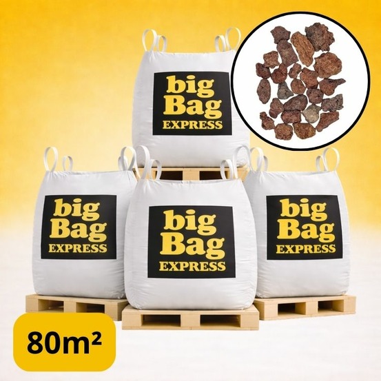 Pack 4 x big bag de 1m3 (+/- 80m²) gravier pouzzolane rouge / noir 12/20 mm - livraison standard