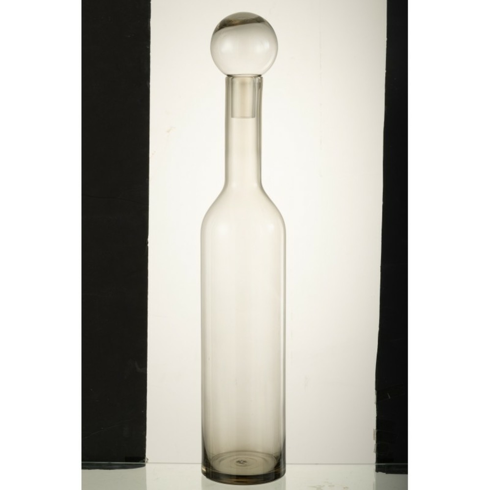 Bouteille avec bouchon en verre gris 14x14x75 cm