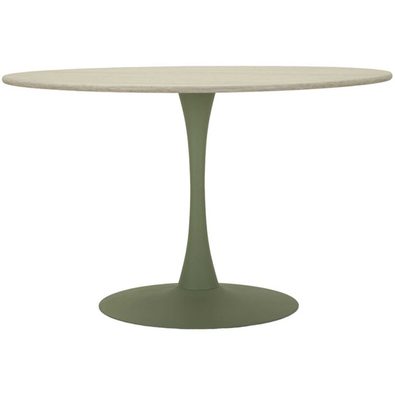 Table repas en métal et mdf 120 x 76 cm vert et crème