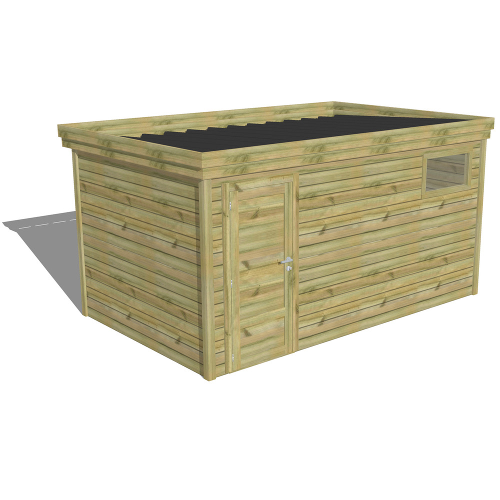 Abri de jardin bois pin traité autoclave 27mm - 4,34x2,64m / 11m2 - bac acier - abri français