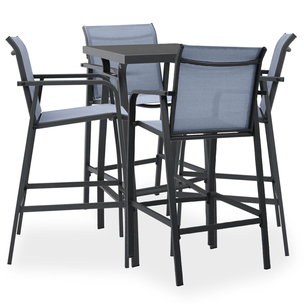 Ensemble de bar de jardin 5 pcs noir et gris