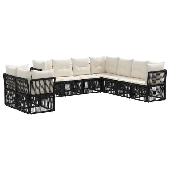 Ensemble de canapé de jardin 9 pc noir polyrotin