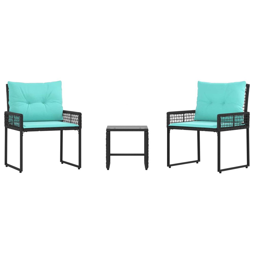 Ensemble de meubles d'extérieur 3 pc noir et turquoise