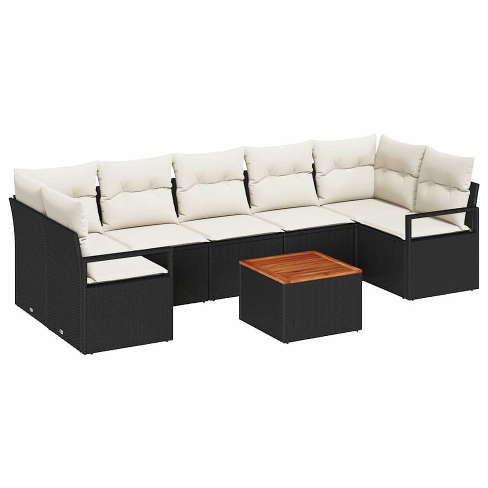 Ensemble de canapé de jardin 8 pc noir polyrotin