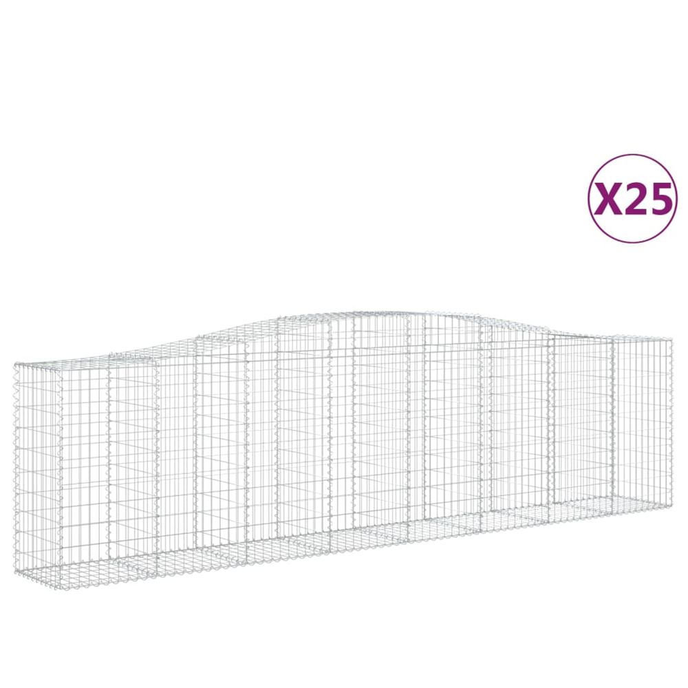 Paniers à gabions arqués 25 pcs 400x50x100/120 cm fer galvanisé