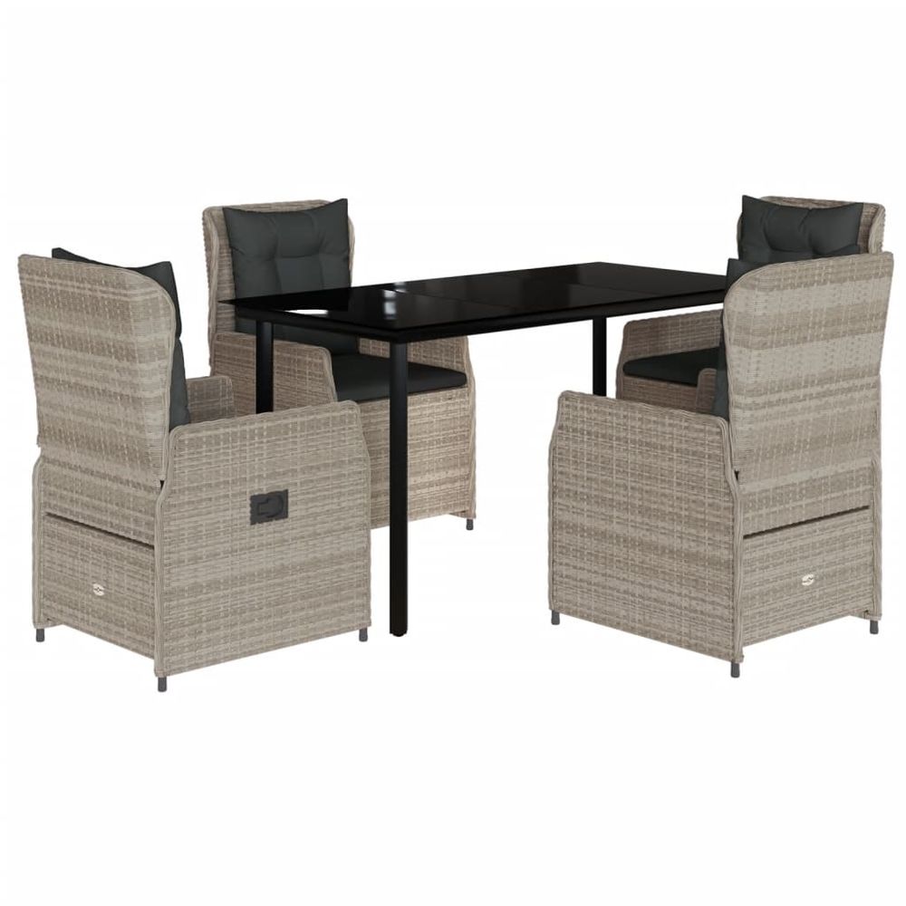 Ensemble à manger de jardin et coussins 5 pcs gris clair rotin