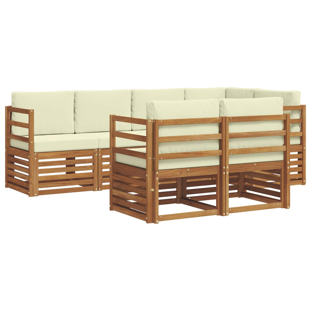 Ensemble de canapé d'angle avec coussin 7 pcs naturel et crème