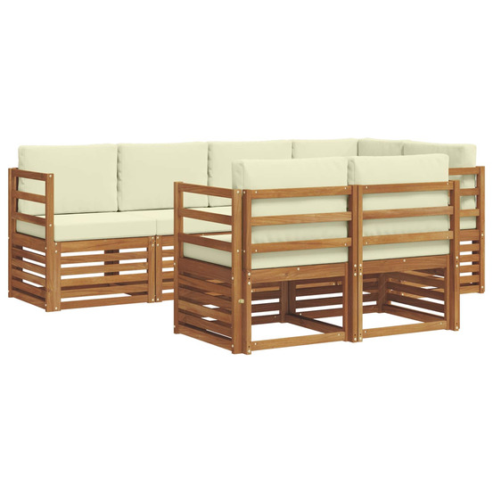 Ensemble de canapé d'angle avec coussin 7 pcs naturel et crème