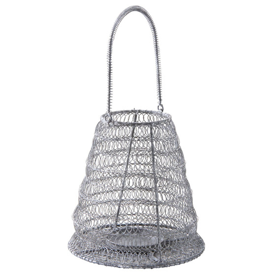 Photophore métal grillage gris blanchi diamètre 21cm