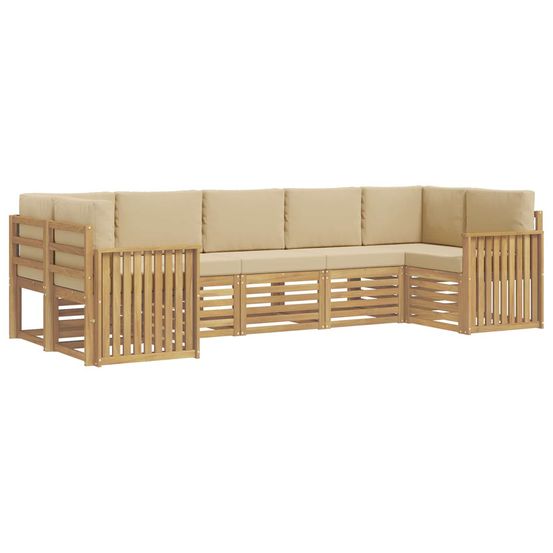 Ensemble de canapés d'extérieur 7 pc blanc et beige polyester