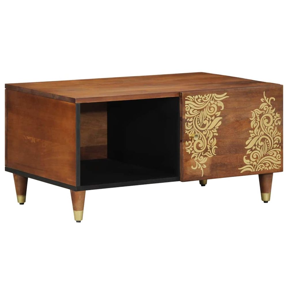 Table basse marron miel 80 x 50 x 40 cm bois de mangue massif