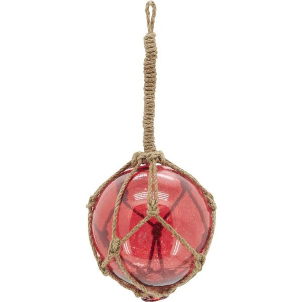 Boule en verre avec corde 12.5 cm rouge