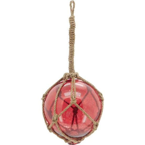 Boule en verre avec corde 12.5 cm rouge