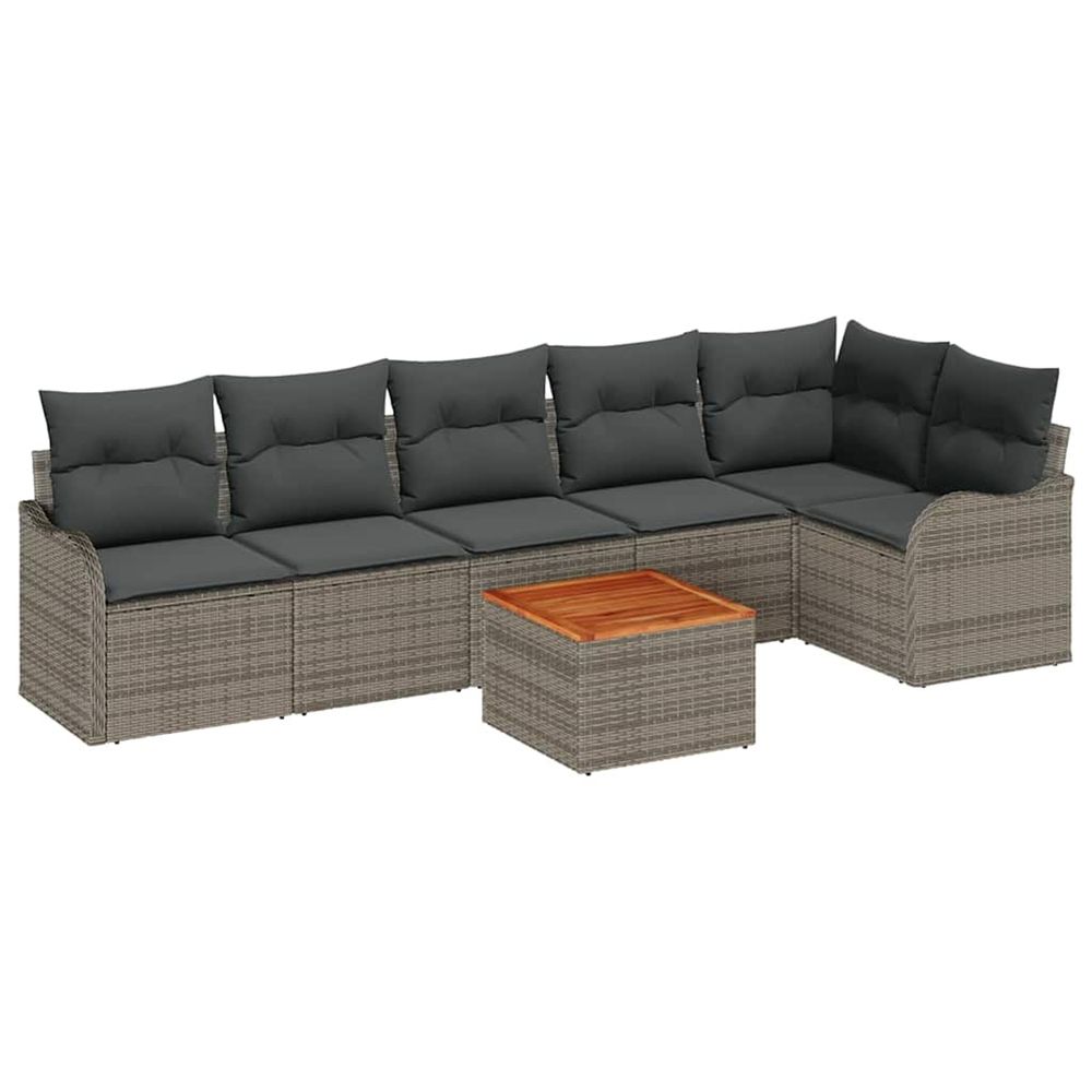 Ensemble de canapé de jardin 7 pc gris polyrotin
