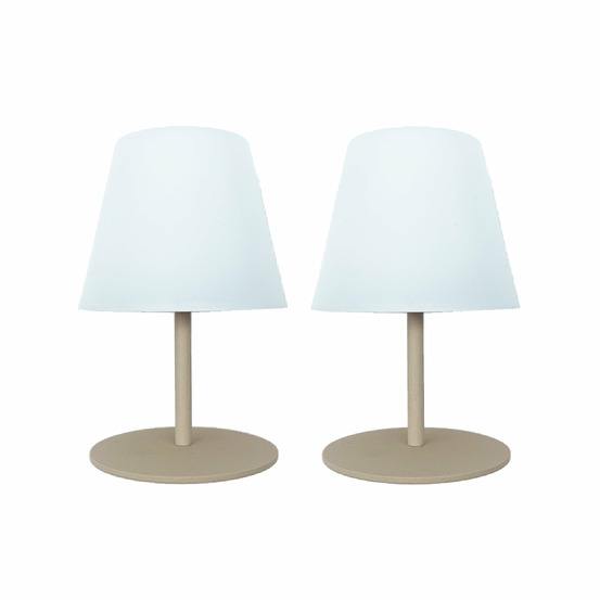 2 lampes de table sans fil twins sable h16cm