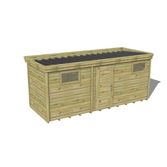 Abri de jardin bois pin traité autoclave 27mm - 5,495x2,14m / 12m2 - bac acier - plancher bois