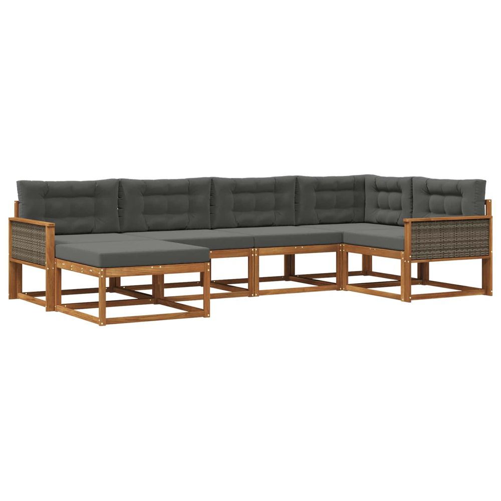 Ensemble de canapés d'extérieur 6 pc naturel et anthracite