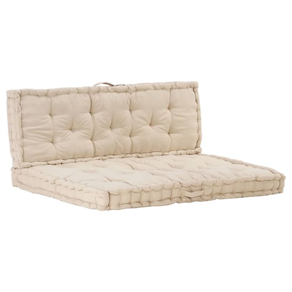 Coussins de plancher de palette lot de 2 coton beige