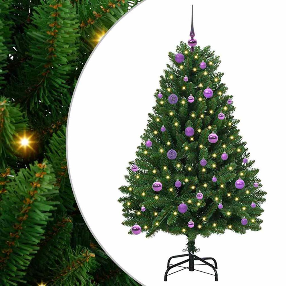 Sapin de noël artificiel 150 cm 150 led blanc chaud vert