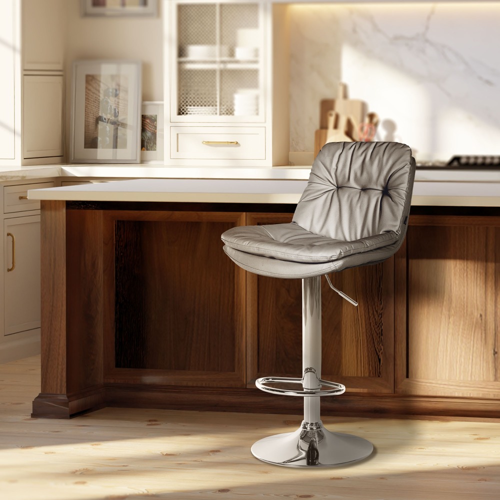 Tabouret de bar laurel simili cuir chromé