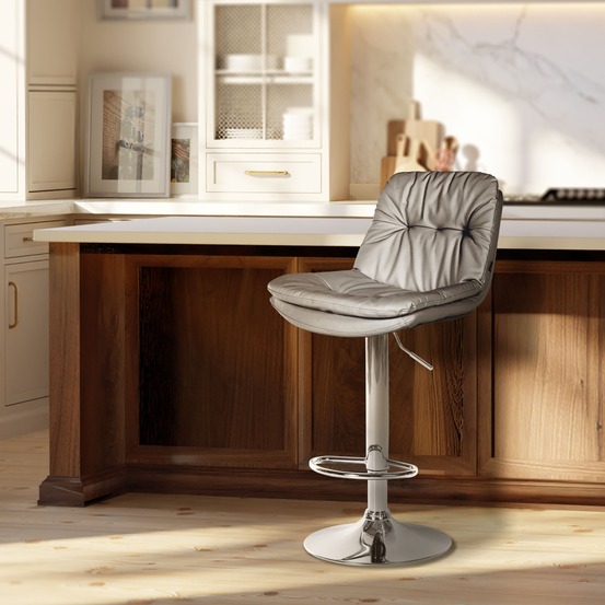 Tabouret de bar laurel simili cuir chromé