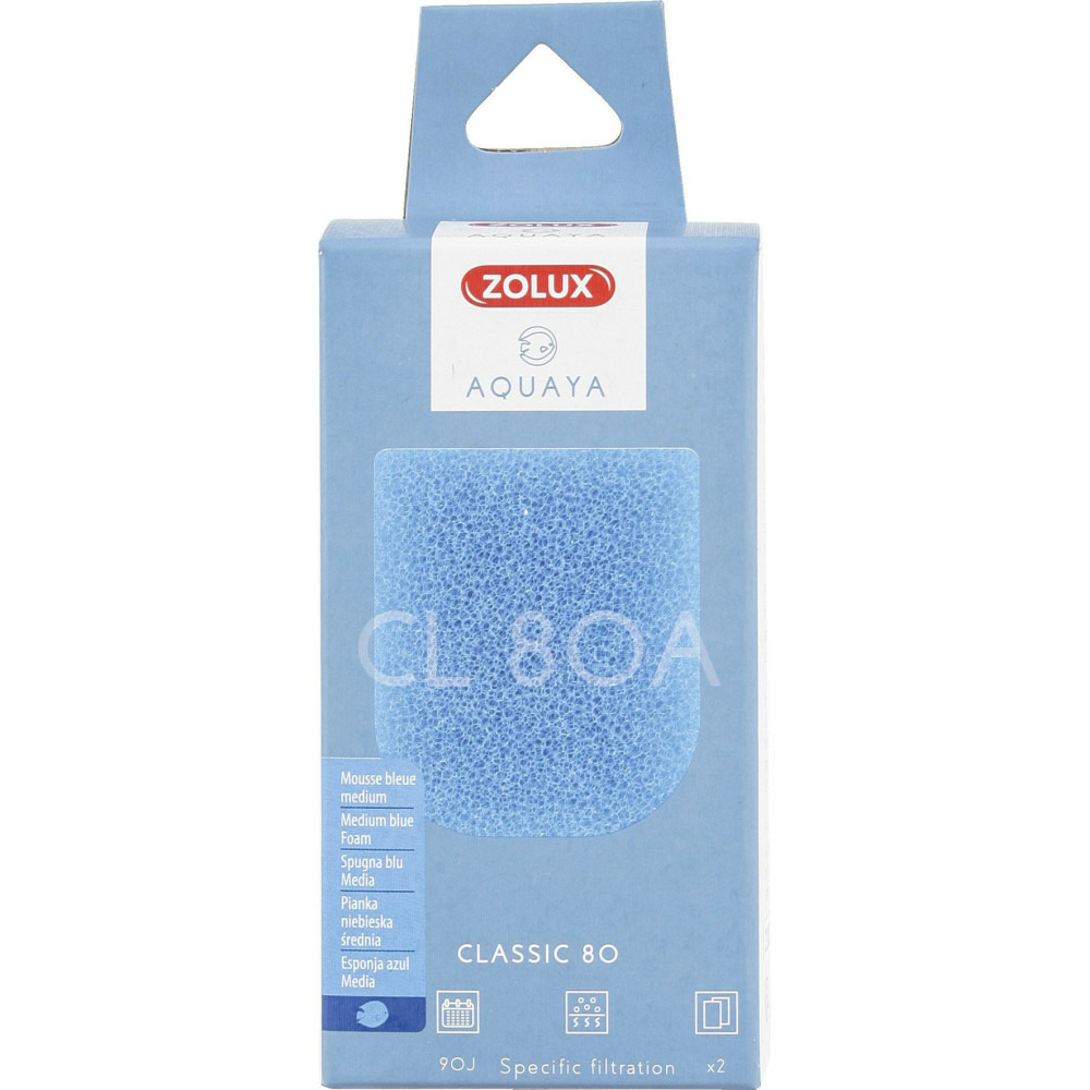 Filtre pour pompe classic 80, filtre cl 80 a mousse bleue medium x2. Pour a