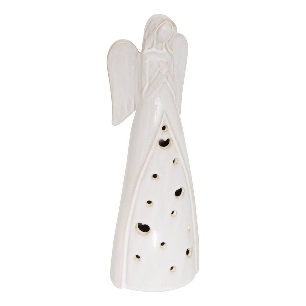 Ange de noël lumineux led en céramique h. 27 cm