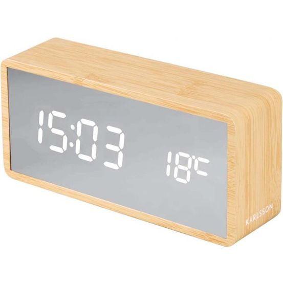 Réveil led en abs effet bois silver bois clair