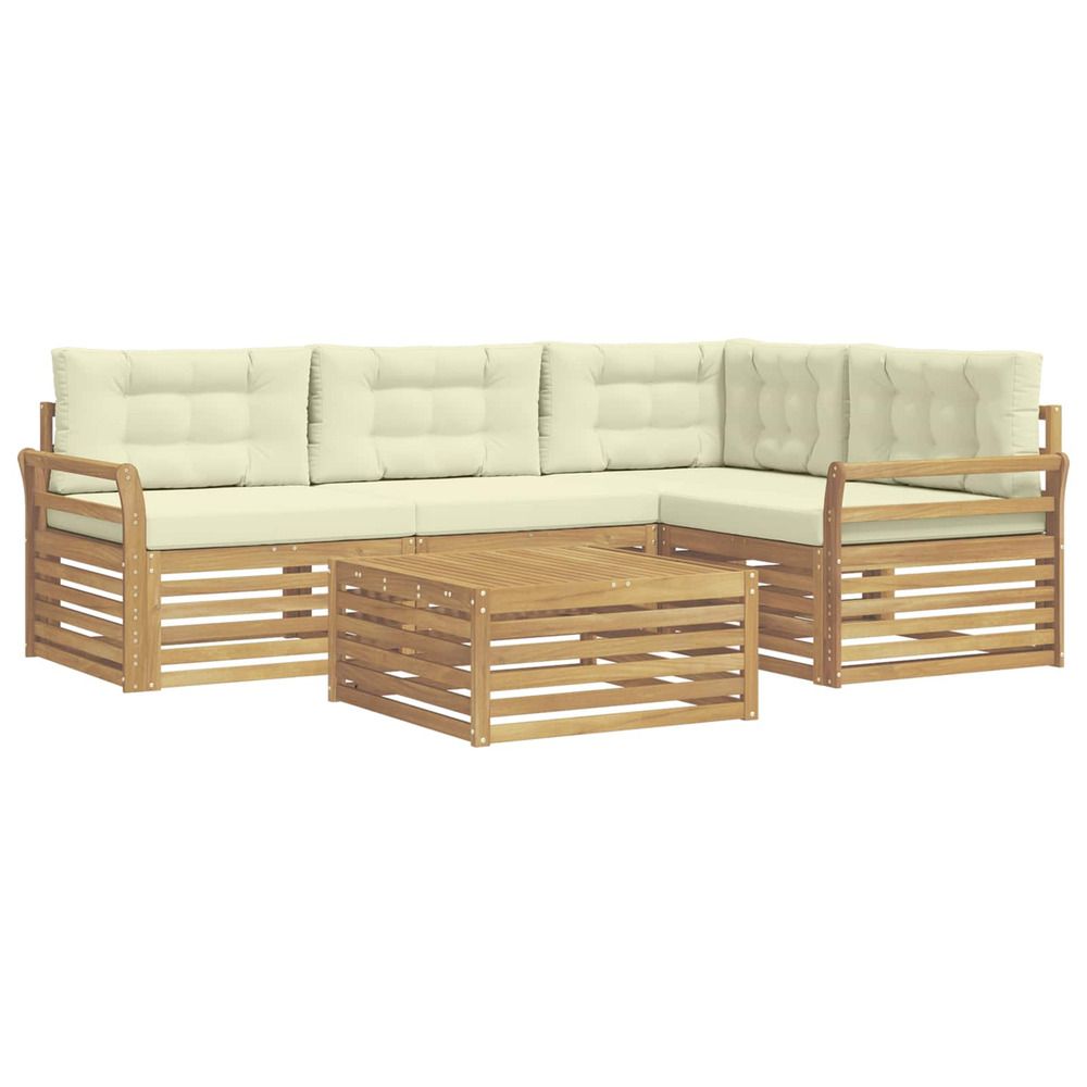 Ensemble de canapés d'extérieur 5 pc blanc et crème polyester