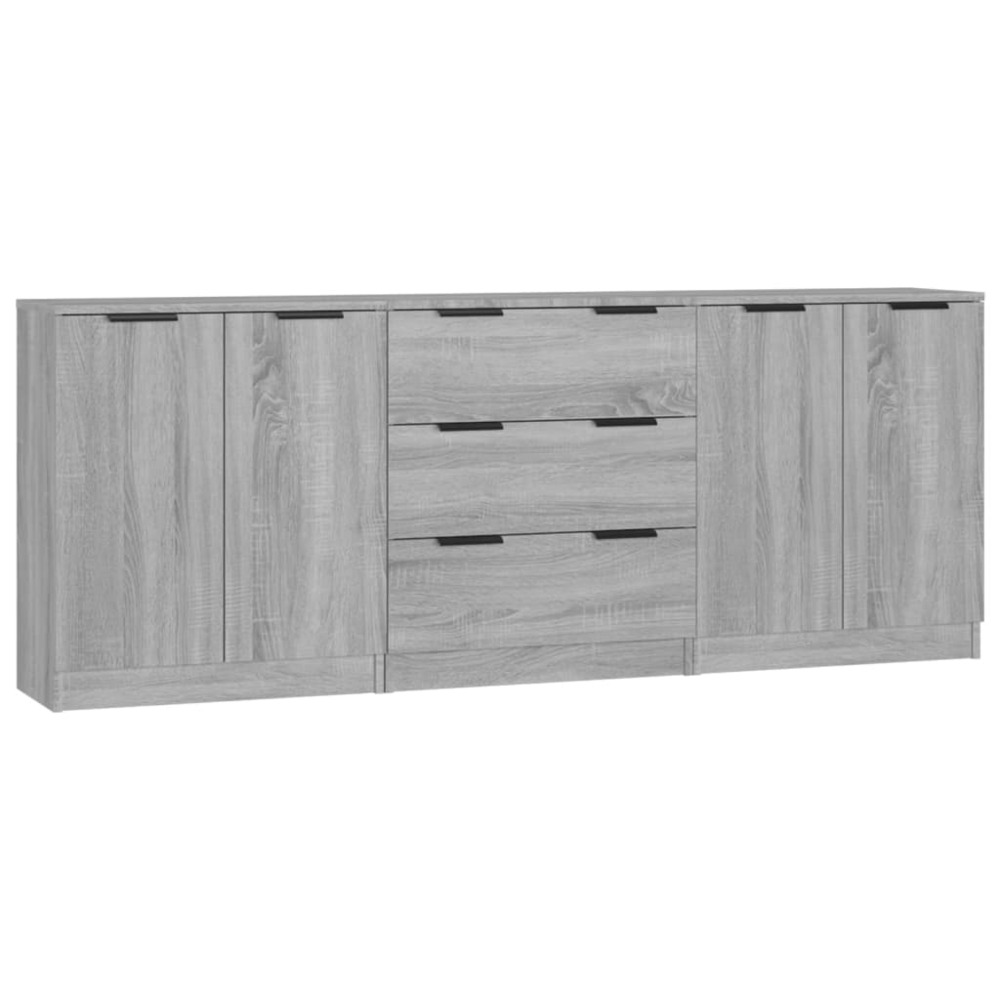 Buffet bahut commode armoire meuble de rangement organisateur cuisine salle de séjour salons 3 pcs sonoma bois d'ingénierie g