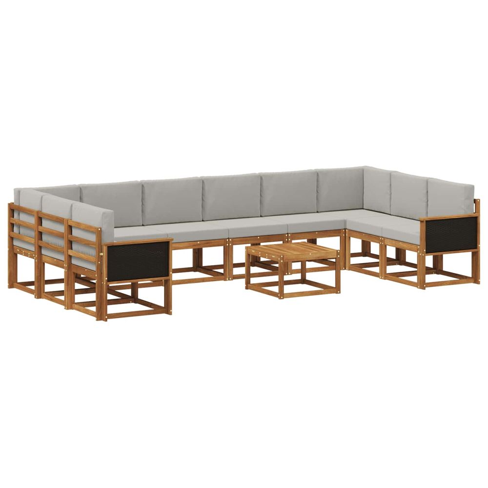 Ensemble de canapés d'extérieur 11 pc naturel et gris clair