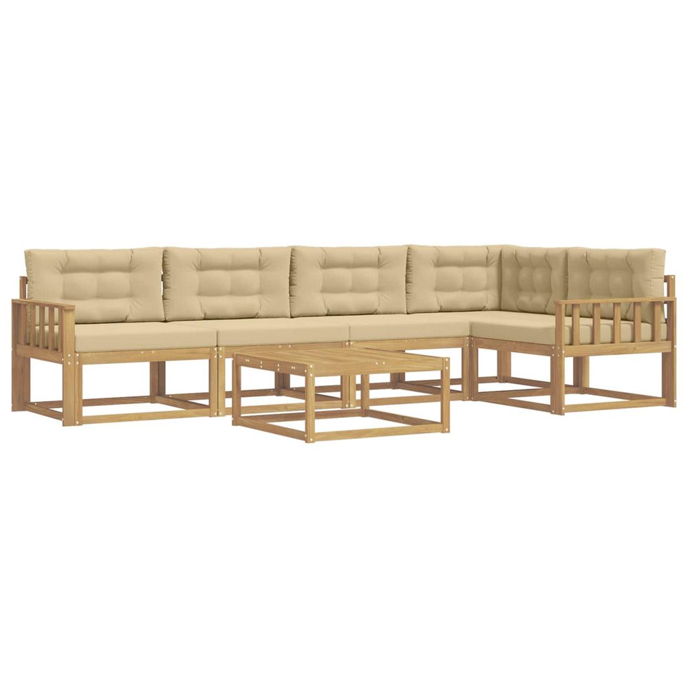 Ensemble de canapés d'extérieur 6 pc blanc et beige polyester