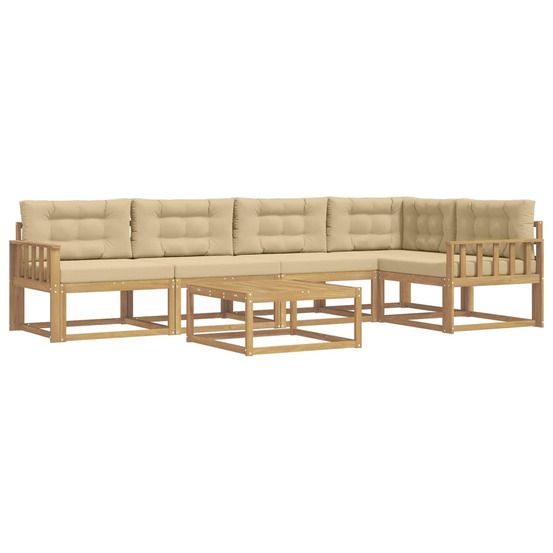 Ensemble de canapés d'extérieur 6 pc blanc et beige polyester