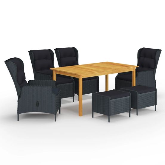 Ensemble à manger de jardin 7 pcs gris foncé