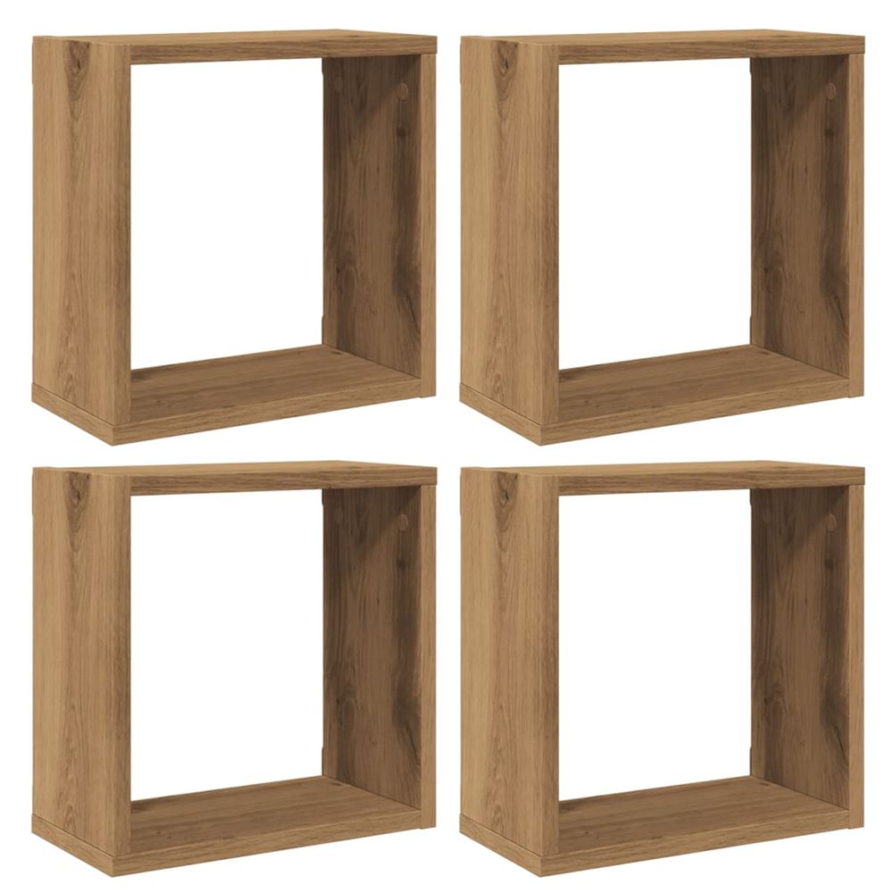 Étagères cube murales 4 pcs chêne artisanal bois d'ingénierie