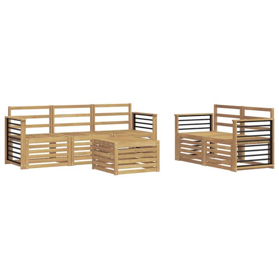 Ensemble de canapés d'extérieur 6 pc blanc bois d'acacia massif