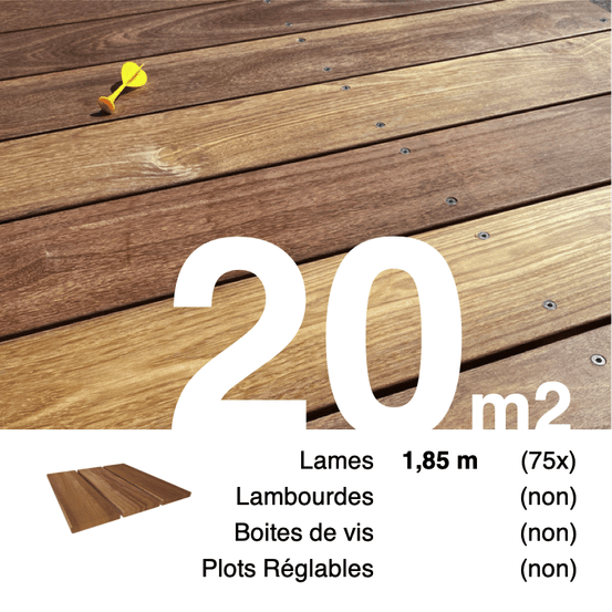 Lames de terrasse bois exotique cumaru 21 x 145 mm • longueur 1,85 m • classe 4 • lot pour 20 m²