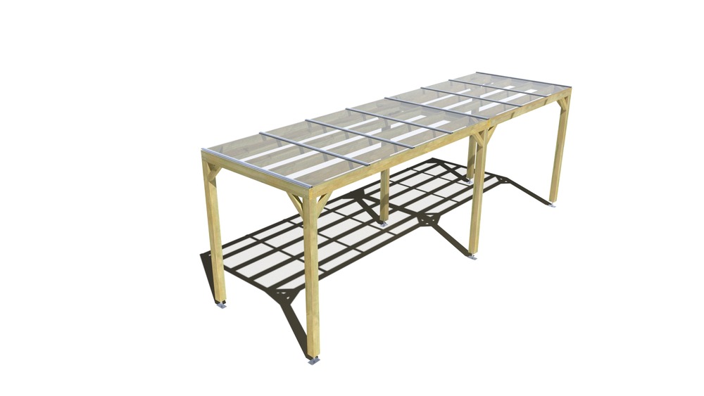 Pergola bois • 7m x 2m • indépendante • sens largeur • couverture étanche transparente incluse • livraison comprise