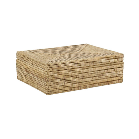 Coffret rectangulaire en rotin naturel