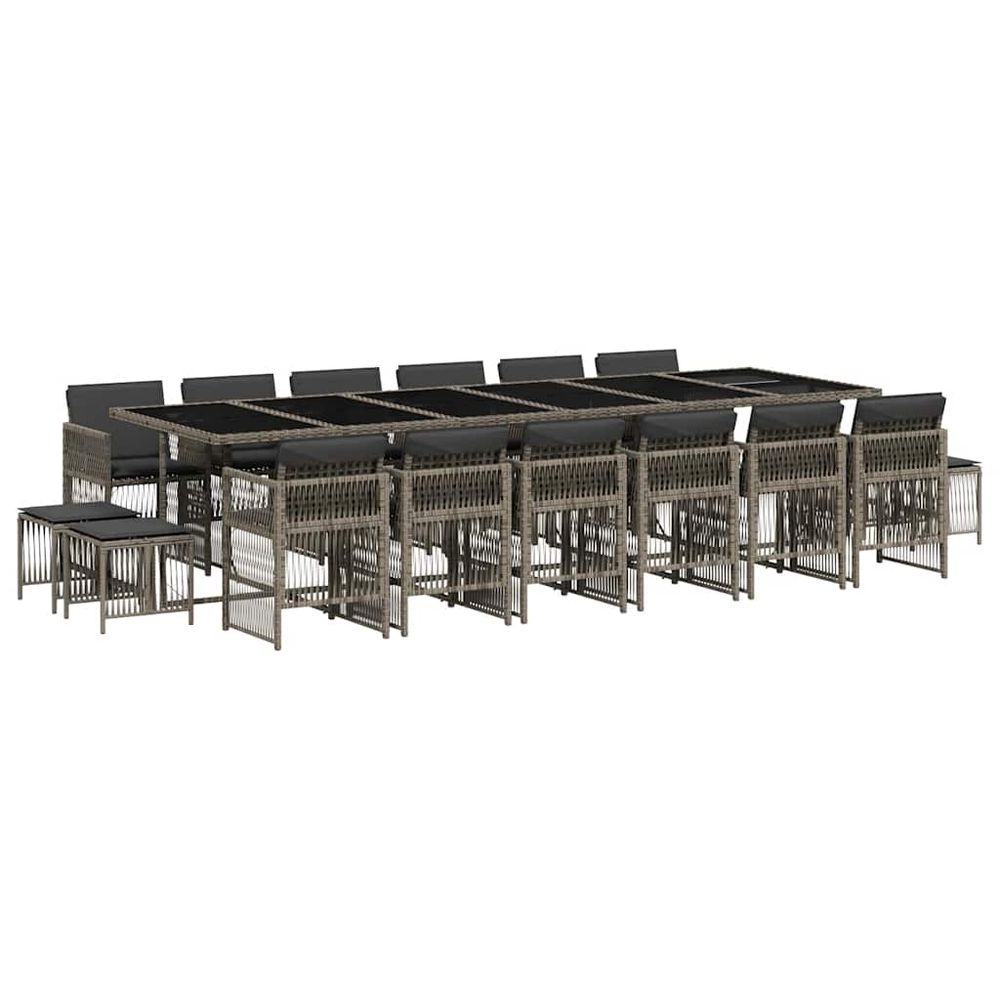 Ensemble à manger de jardin 17 pcs et coussins résine tressée
