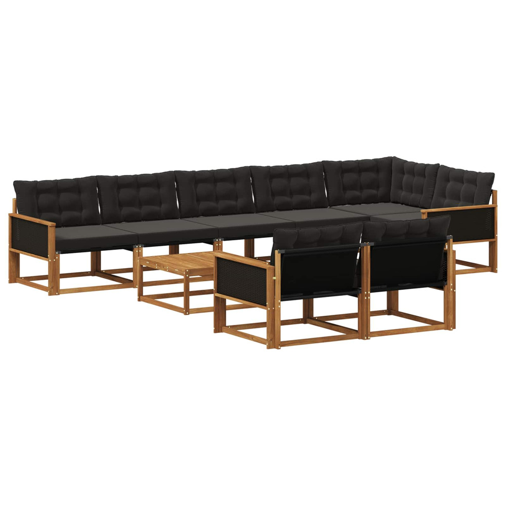 Ensemble de canapés d'extérieur 9 pcs naturel et noir