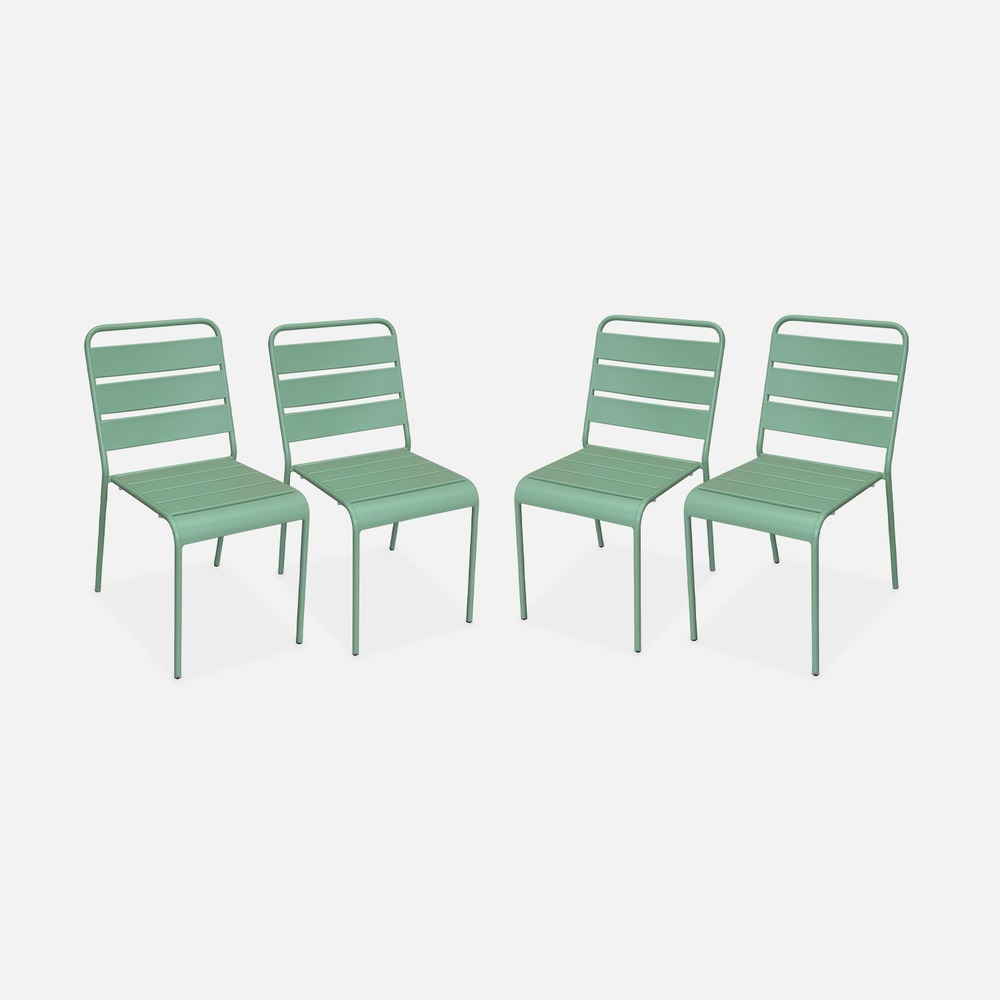 Lot de 4 chaises intérieur / extérieur en métal peinture antirouille empilables coloris vert jade